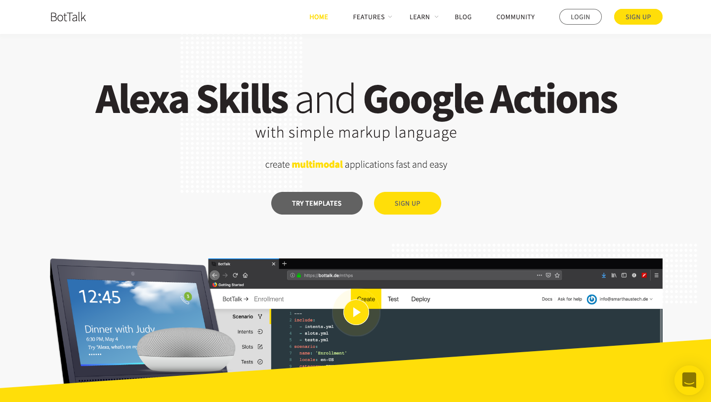 Create Alexa Skills and Google Actions with Simple Markup Language